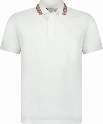 Burberry Mens Burberry Pierson TB Collar Polo-Shirt White - Size: XS