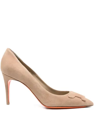 Santoni 85mm suede stiletto pumps - women - Calf Suede/Calf Leather/Calf Leather/Rubber - 38 1/2 - Brown