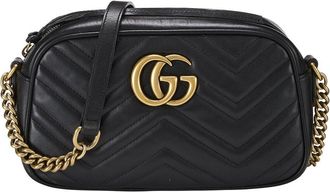 Gucci Black Leather Gg Marmont Crossbody Bag Small (Authentic Pre-Loved)