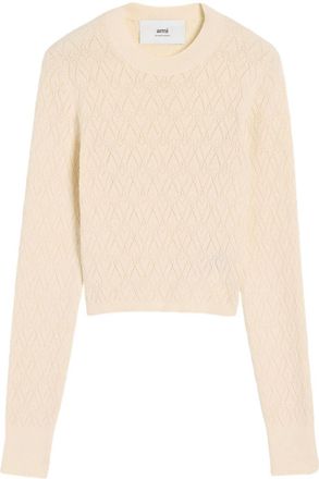 Ami Ami de Coeur cotton-blend top - women - Wool/Cotton - L - Neutrals