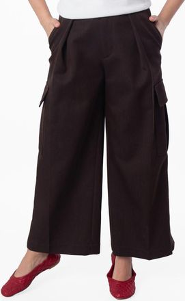 Burberry Wide-Leg Pleated Cargo Trousers, Brand Size 2 ( US Size 0 )