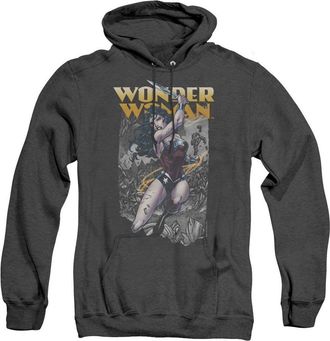 Gildan Justice League of America Wonder Woman Slice Adult Heather Hoodie / Hooded Sweatshirt