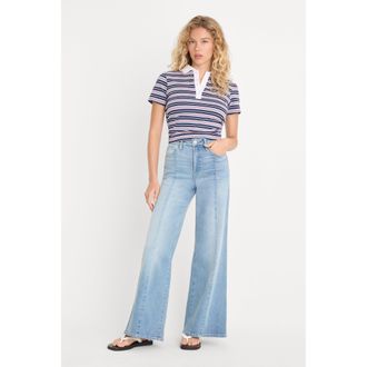 Good American Womens Good Waist Palazzo Ankle Jeans | Flat Tummy Tech, Gap-Proof Waistband | Indigo, Size 4 | Good American by Khlo&Egrave; Kardash