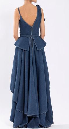 Saiid Kobeisy Denim Dress With Floral Embroidery