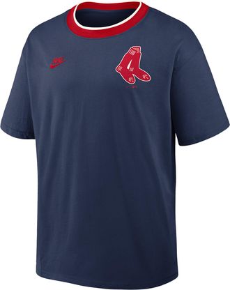 Nike Boston Red Sox Cooperstown Ringer Nike Mens MLB T-Shirt in Blue | 045Q0H6KBRS-N3R