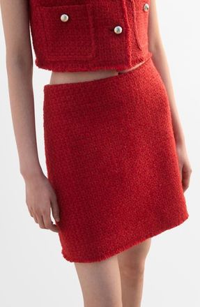 Mango Tweed Miniskirt in Red at Nordstrom, Size 0