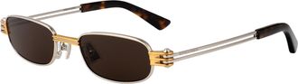 Bottega Veneta Unisex Sunglasses Bv1381s Silver-Brown Silver-Silver-Brown Metal Silver/silver/brown