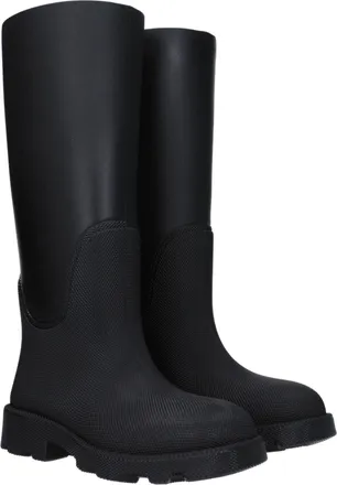 Burberry Womens Black Cotton Rain Boots