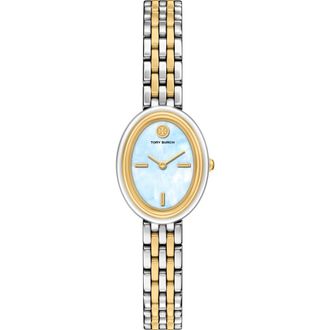 Tory Burch The Oval Bracelet Watch, 22mm x 28mm in Two Tone/Lt Blue at Nordstrom