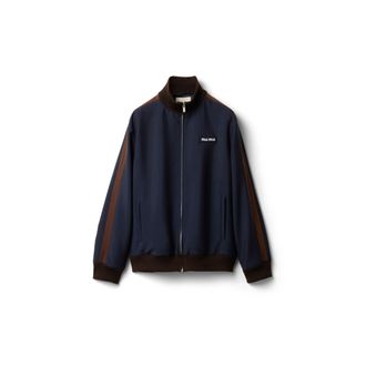 Miu Miu Kid Mohair Blouson Jacket, Woman, Navy, Size 36