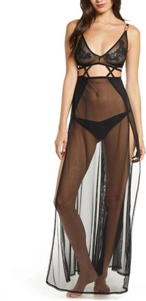 Bluebella Nyla Long Chemise Womens Black Stretch Adjustable Strap RED949