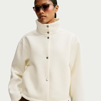 Nike Womens Article Fleece Oversized Jacket in White | IX7055-102