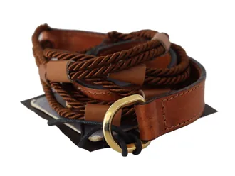 Scervino Street Leather Braided Rope gold BuckleWomens Belt