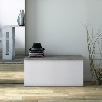 Terraneo Ba&uacute;l Contenedor Con Cierre Lento Blanco, Tapa De Hormig&oacute;n