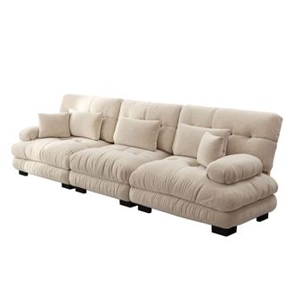 Urban Meuble Sof&aacute; modular de 3 plazas tapizado en tejido chenilla color crema