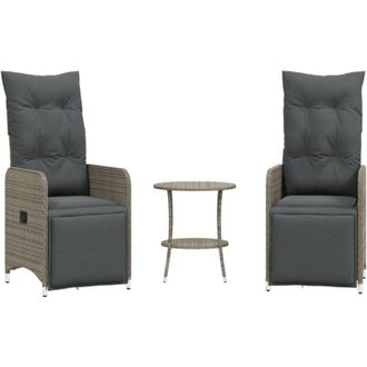 vidaXL Sillas De Jard&iacute;n Reclinables Con Mesa 2 Uds Rat&aacute;n Pe Gris Vidaxl