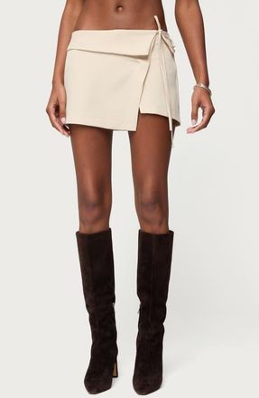 Edikted Selena Asymmetric Wrap Miniskirt in Beige at Nordstrom, Size X-Small