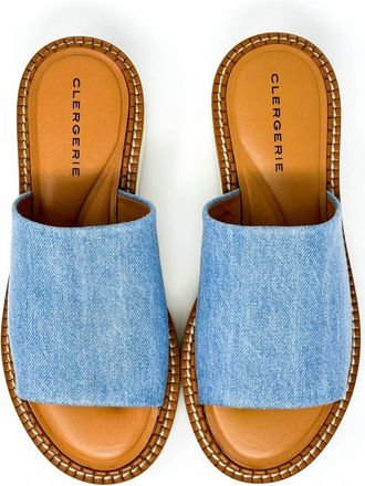 Robert Clergerie Womens Fast Platform Slide Sandals In Tan/ Pacific Blue