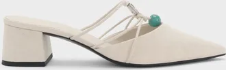 Charles & Keith Georgie Linen Bead Pointed Mules
