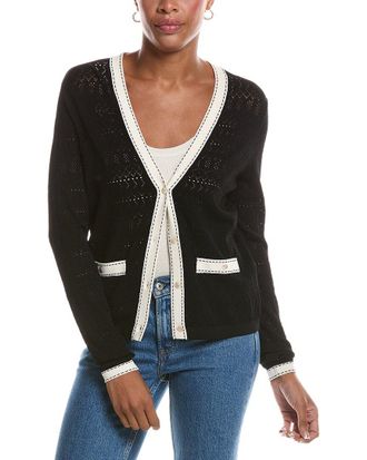 Autumn Cashmere Pointelle V-Neck Cardigan
