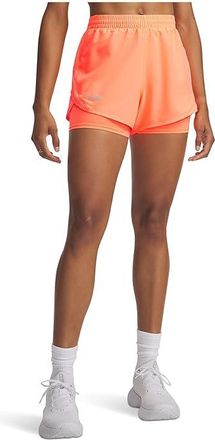 Under Armour Fly By 2-in-1 Shorts Womens Shorts Electric Tangerine/Electric Tangerine/Reflective : LG (US 12-14), Polyester