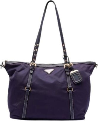 Prada Pre-owned Tote Bags, female, Purple, Size: ONE SIZE Pre-owned Vintage Nylon Satchel