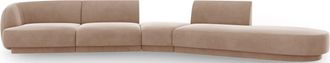 BLOOMINGLOFT 7-Sitzer Design Sofa Miley mit abgerundeter Form und Ottomane rechts - Samtbezug