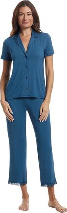 Natori Feathers Essentials Pajama Set Womens Midnight Teal Sleepwear GBO3522