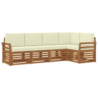 vidaXL Conjunto De Sof&aacute; Seccional Con Coj&iacute;n 5 Pcs Natural Y Crema Vidaxl