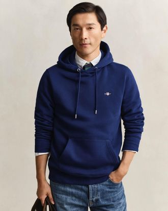 GANT Mens Regular Fit Hoodie in Dark Blue Cotton - Size X-Large