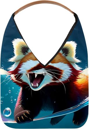 Generic Lovely Raccoon Swims Underwater Reusable Lightweight Grocery Bags - Foldable Into Compact Pouch, Washable & Sturdy, Multipurpose for Shopping and Trav