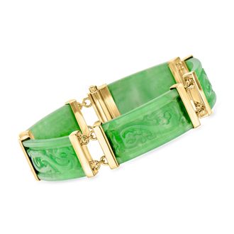 Ross-Simons Jade Dragon Bracelet With 18kt Gold Over Sterling