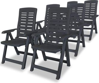 vidaXL Vidaxl - Reclining Garden Chairs 6 pcs Plastic Anthracite