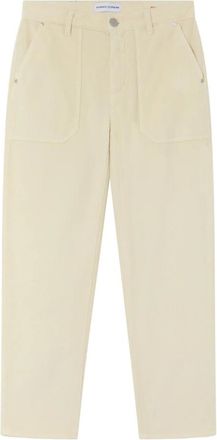 Pinko Cropped Trousers, female, Beige, Size: W25 Velvet Striped Chino Trousers