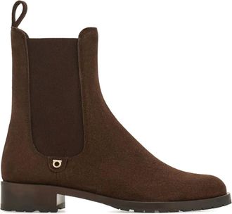 Ferragamo Stivali Gancini con applicazione - Marrone