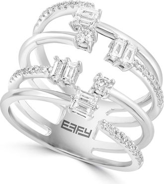 Effy 14K White Gold Diamond Geometric Open Ring in 14K Gold at Nordstrom, Size 7