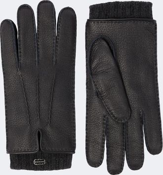 Agnona Leather and cashmere gloves