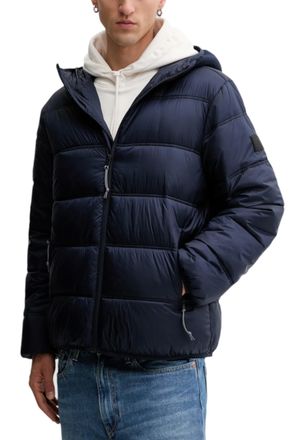 Tommy Hilfiger Mens Hooded Puffer Zipup Jacket - Dark Blue - Size X-Large