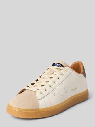 Blauer Sneaker aus Leder-Mix mit Logo-Detail Modell Lowell in Beige, Gr&ouml;&szlig;e 41