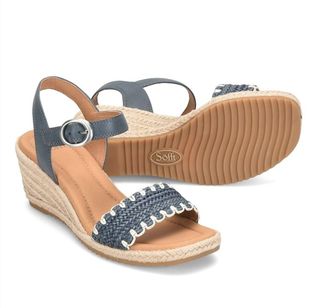 S&ouml;fft Womens Inez Leather Woven Sandals In Navy