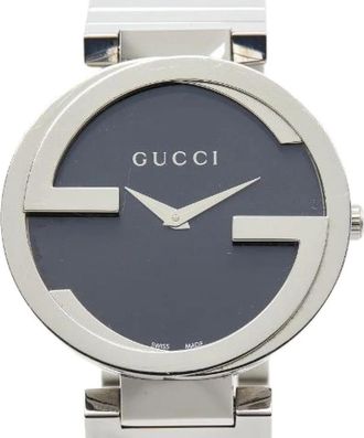 Gucci Pre-owned Watches, male, Black, Size: ONE SIZE Pre-owned Interlocking G Stainless Steel Model 133.3