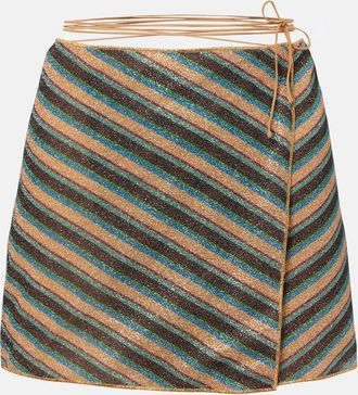 Os&eacute;ree Os&eacute;ree Lumi&egrave;re striped wrap skirt