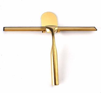 OEM Tergivetro Per Doccia In Acciaio Inox Placcato Oro - Tergivetro Grande Da 25 Cm Per Vetro - Silicone Di Alta Qualit&agrave; - Supporto Per Bagno Senza Foratu