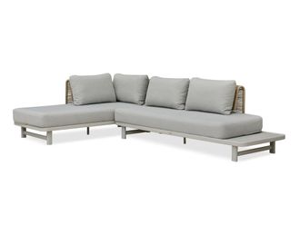 DCB Garden Sal&oacute;n de jard&iacute;n de esquina 6 plazas cuerda trenzada y aluminio