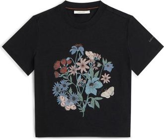 Icebreaker Merino 150 Tech Lite S/S Crop NZ Flora Merinoshirt f&uuml;r Damen | schwarz