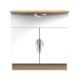Welcome Furniture Cairo Ready White Gloss & Bardolino Oak Assembled Sideboard with 1 Drawer & 2 Doors - Welcome Furniture | TJ Hughes