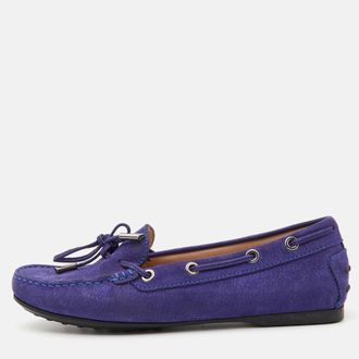 Tod's Tods Blue Nubuck Leather Bow Slip On Loafers