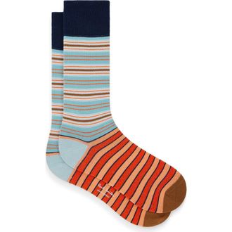 Paul Smith Stripe Cotton Blend Dress Socks in Turquoise at Nordstrom