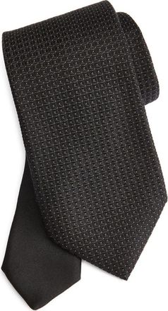 Canali Neat Metallic Silk Jacquard Tie in Black at Nordstrom