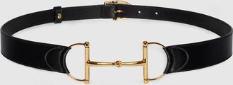 Gucci Belt With Oversized Horsebit, Black, Leather